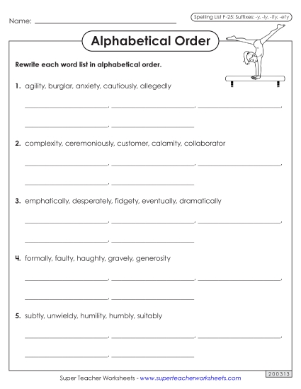 Alphabetical Order Worksheet (F-25)