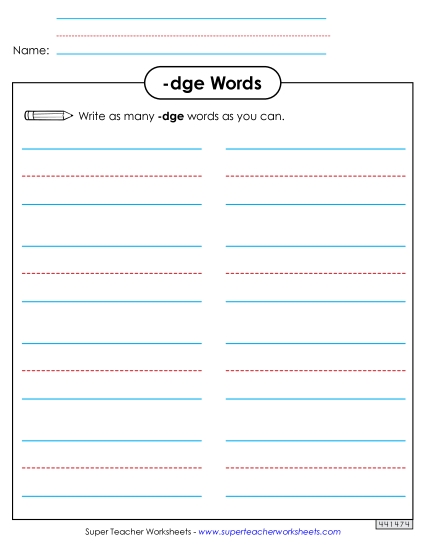 Phonics Brainstorm (-dge Words)
