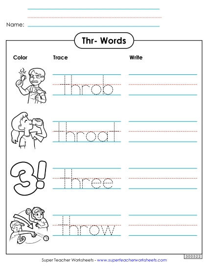 Trace and Write (Thr- Words)
