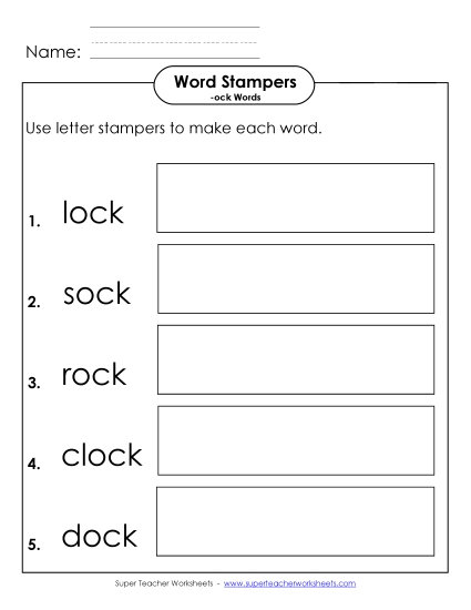Letter Stampers Activity (-ock Words)