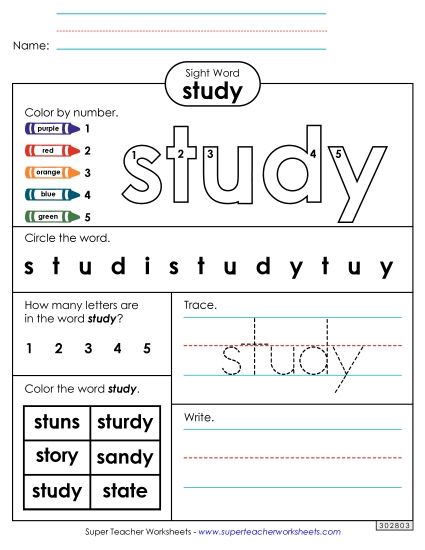 Worksheet 4: Study