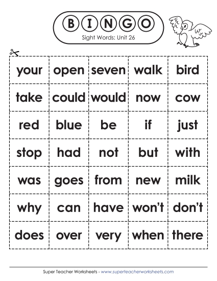 Sight Word Bingo (Unit 26)