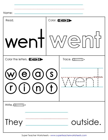 Worksheet 1: Went