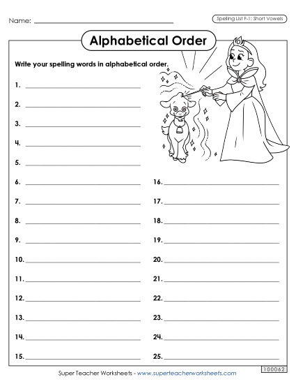 Alphabetical Order: Whole List (F-1)