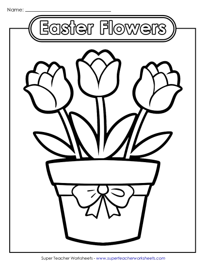 Coloring Page: Easter Flowers