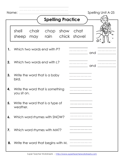 Spelling Practice (A-25)