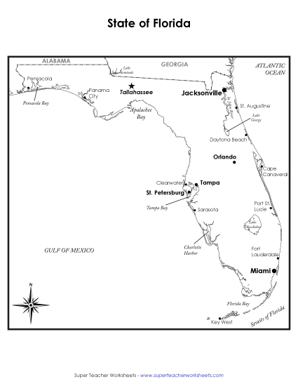 Labeled Florida Map