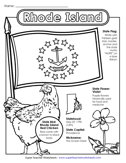 Rhode Island State Symbols Coloring Page