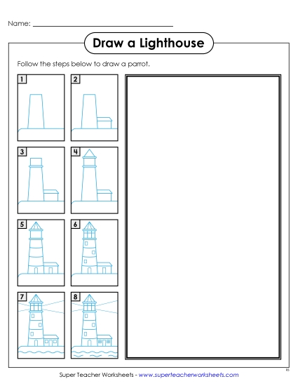 Draw a Lighthouse Learning To Draw Worksheet