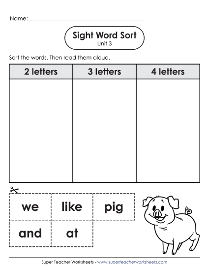 Sight Word Sort (Unit 3)
