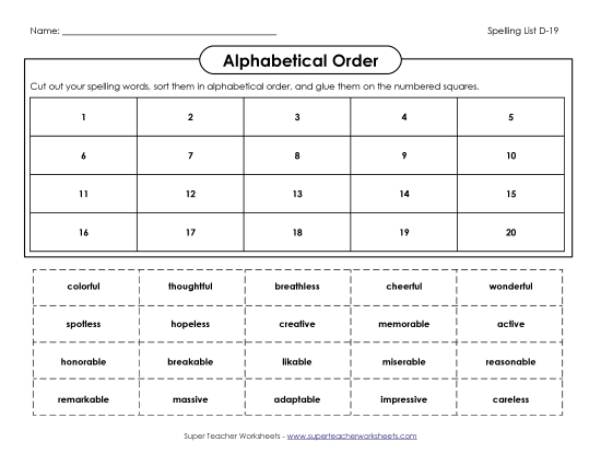 ABC Order: Cut and Gue (D-19)