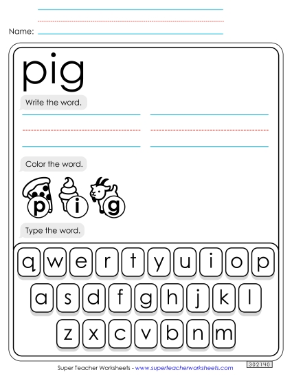 Write, Color, Type: Pig