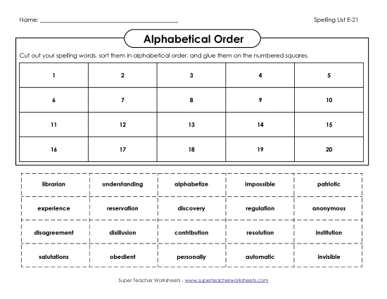 ABC Order: Cut and Glue (E-21)