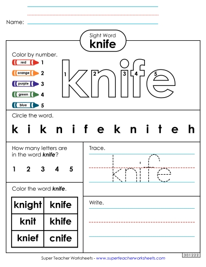 Worksheet 4: Knife
