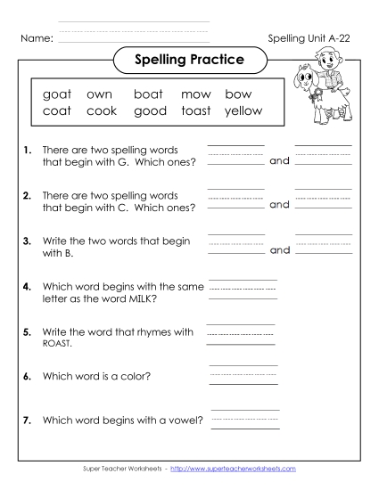 Spelling Practice (A-22)