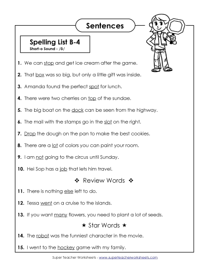 Spelling Test Sentences (B-4)