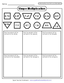 Multiplying Decimals 6th Grade Math Worksheet