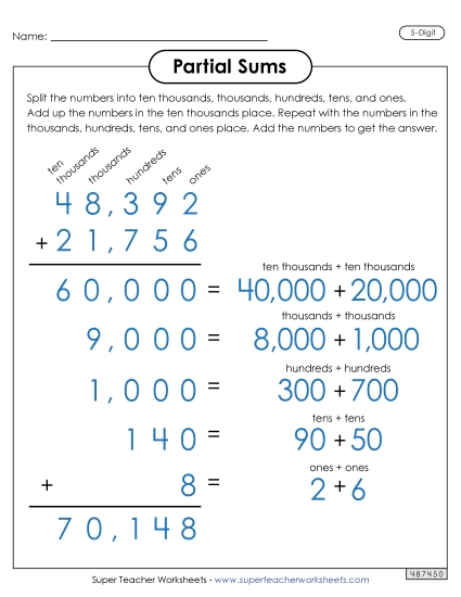New Partial Sums Anchor Chart (5-Digit) Spanish Worksheet New Partial Sums Anchor Chart (5-Digit) Spanish Worksheet