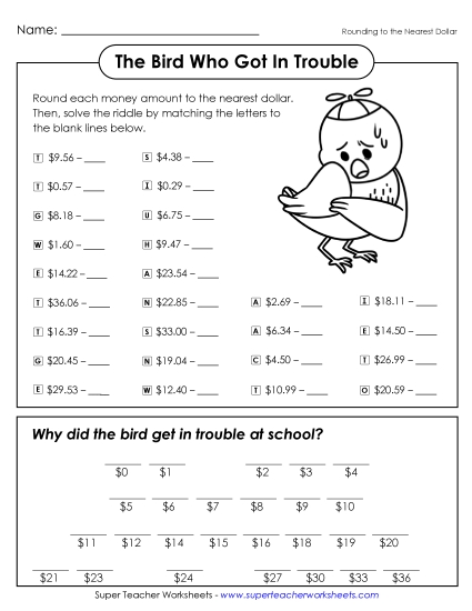 Bird in Trouble<br>(Rounding to the Nearest Dollar)