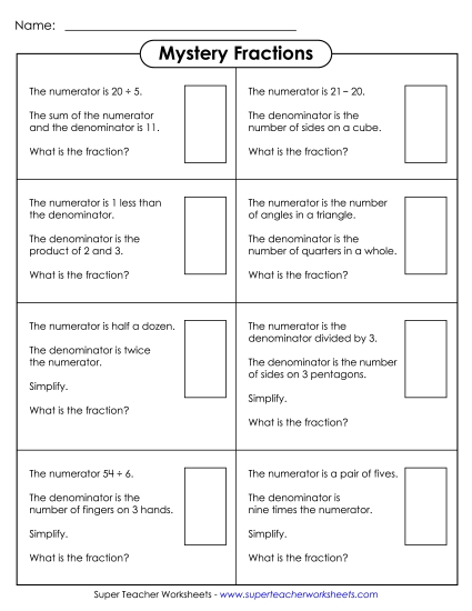 Mystery Fractions:<br>Numerators & Denominators