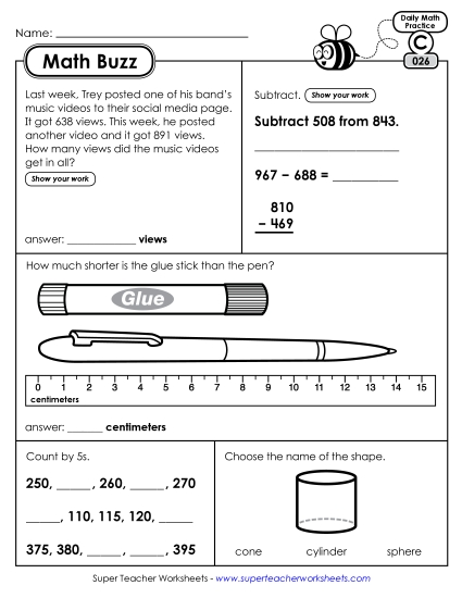 Math Buzz: Week 6<br>Worksheets 26 through 30