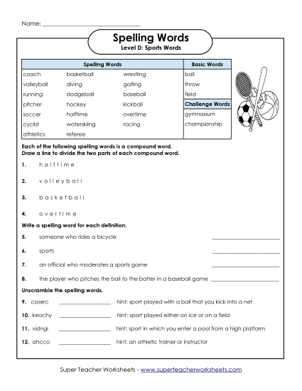 Spelling Question Worksheet