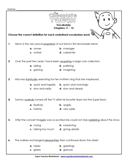 Vocabulary for Chapters 11 & 12