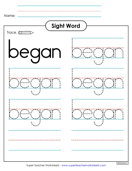 Trace the Word: Began