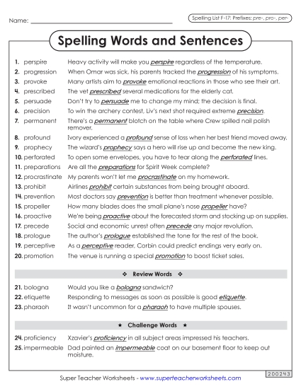 Spelling Sentences (F-17)
