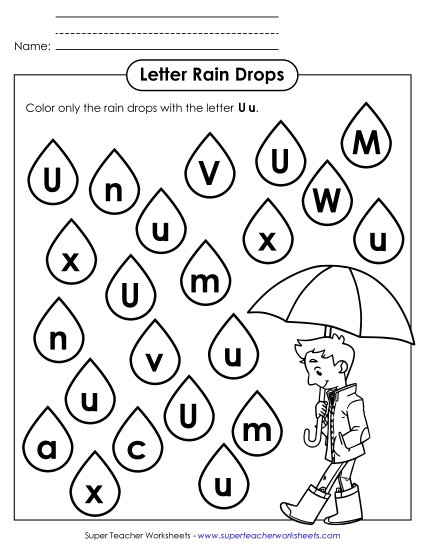 Letter U u Recognition - Umbrella