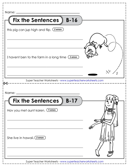 Fix the Sentences B-16 through B-20