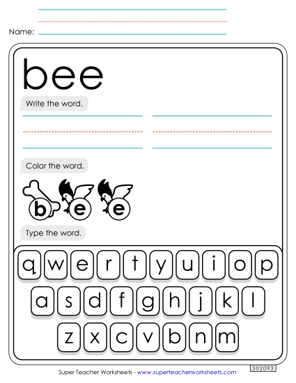 Write, Color, Type: Bee