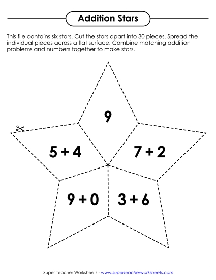 Addition Star Puzzles
