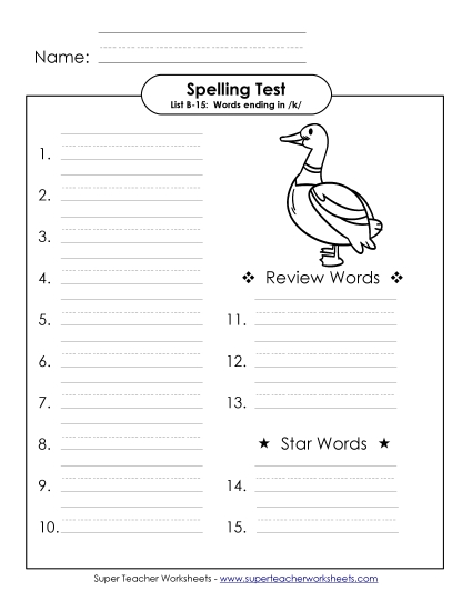 Spelling Test (B-15)