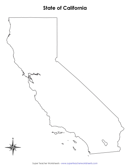 Blank California Map<br>(No Bordering States)