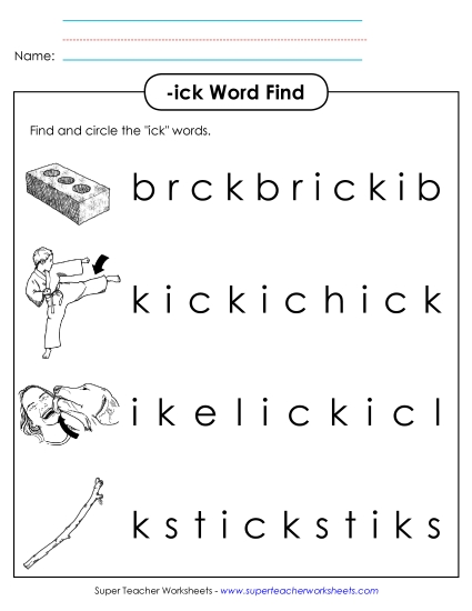 Circle the Words (-ick)