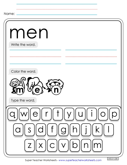 Write, Color, Type: Men