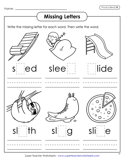 Missing Letters (Sl- Words)