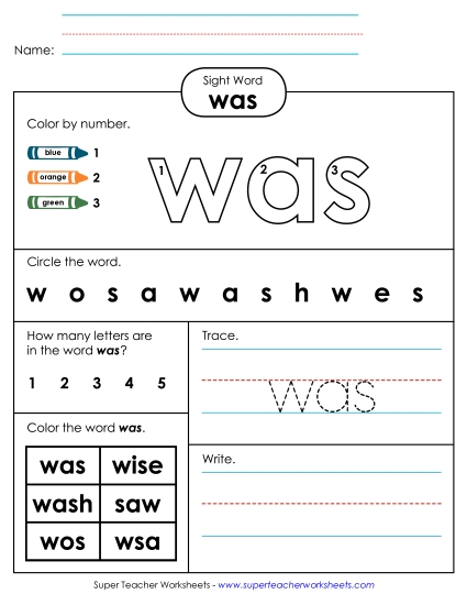 Worksheet 4: Was