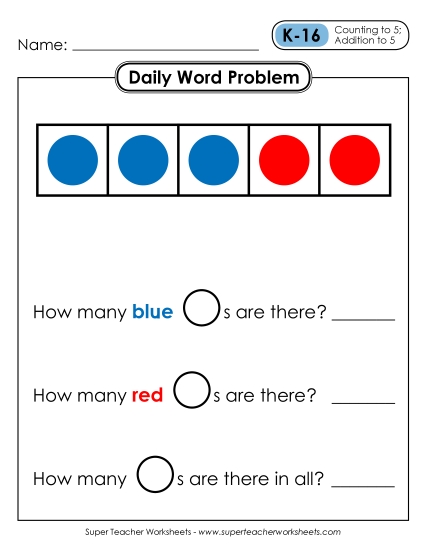 Daily Word Problems<br>K-16 through K-20