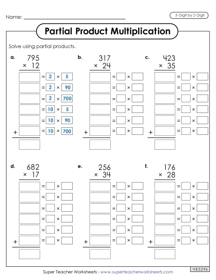 Write Out the Factors<br>(Partial Products: 3-Digit by 2-Digit)