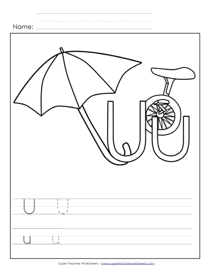 Letter U - Color and Write