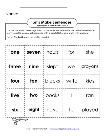 Let\'s Build Sentences (A-Number Words)