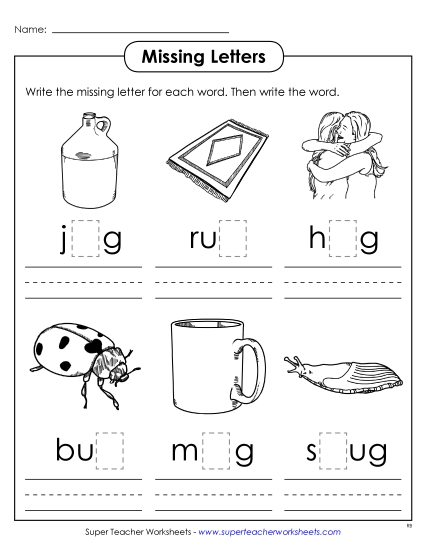Missing Letters (-ug)