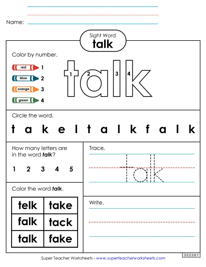 Worksheet 4: Talk