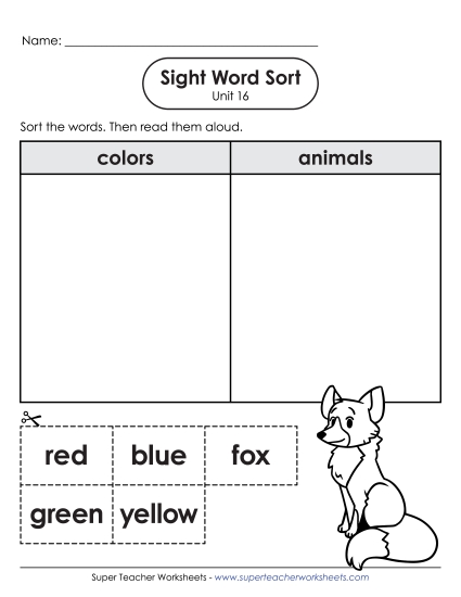 Sight Word Sort (Unit 16)
