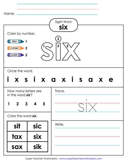 Worksheet 4: Six