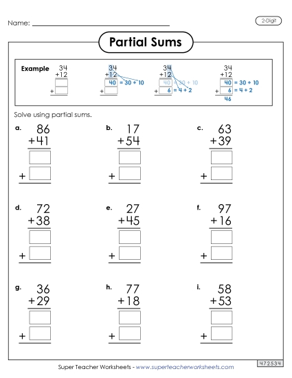 2-Digit Partial Sums Addition (with Example)