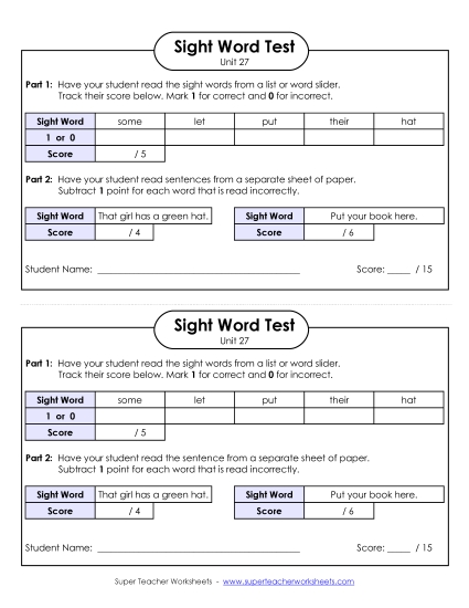 1-on-1 Reading Test (Unit 27)