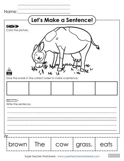 Build a Sentence: Brown Cow